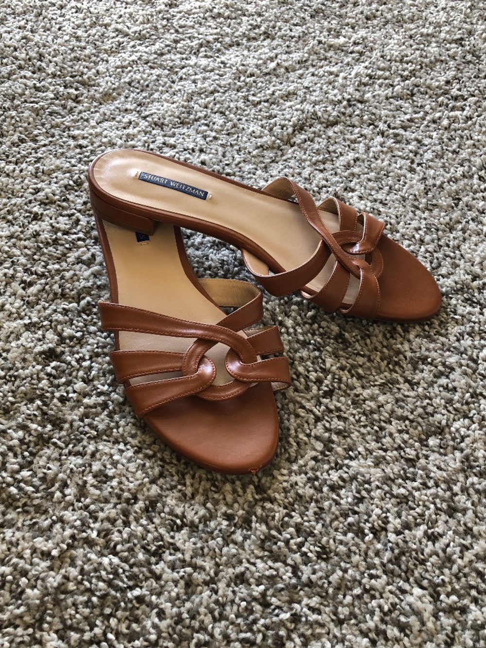 Stuart Weitzman Leather Slide Sandals